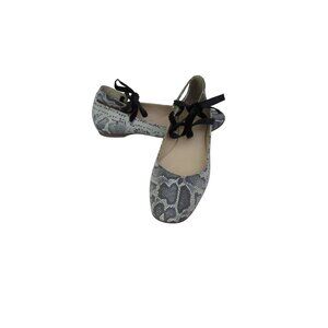 New, J. Crew Printed Snake Velvet Tie Grove Ballet Leather Shoes SZ 7